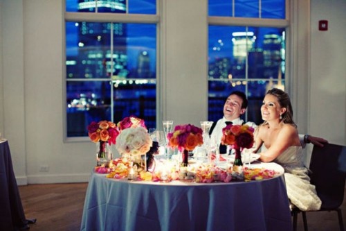 table des mariés new york gratte ciel bouquet eclairage