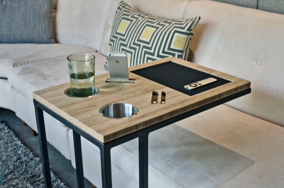 table design Caddy cadre acier surface bambou