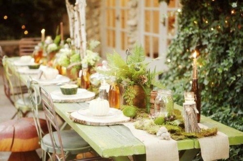 table décorée verdure tonalités vertes