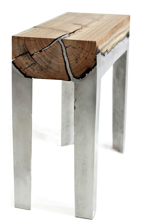 table en bois aluminium design