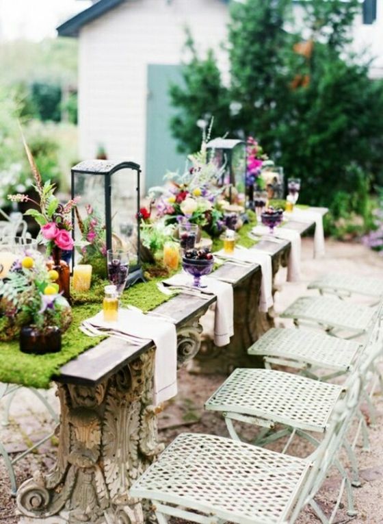table exterieur deco fleurs