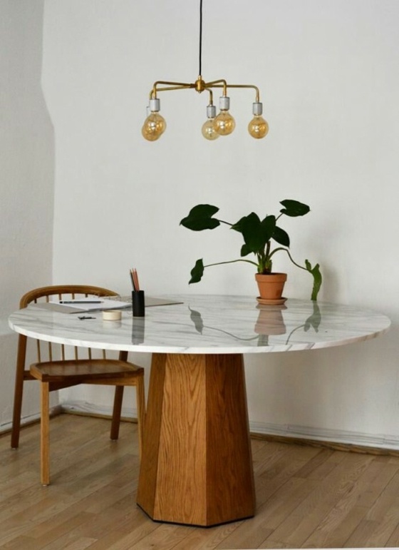 table marbre bois moderne