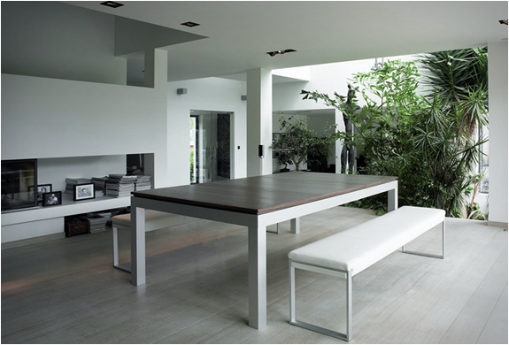 table-moderne-fusion-banc-rectangulaire-cuir