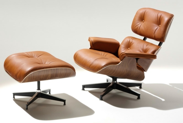 tabouret chaise bureau marron cuir