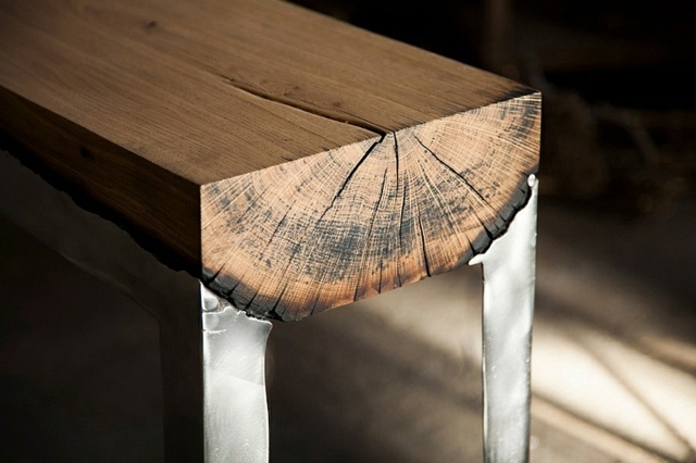 tabouret design original bois aluminium