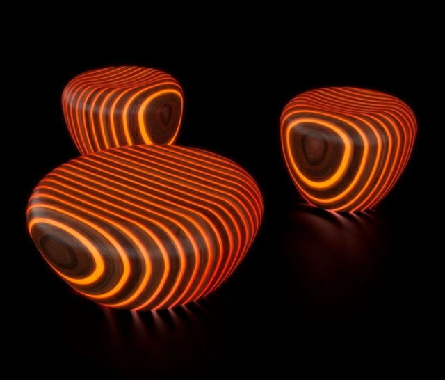 tabourets design italien orange illumination bande