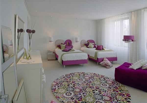 tapis chambre enfant rond fleurs-colorées