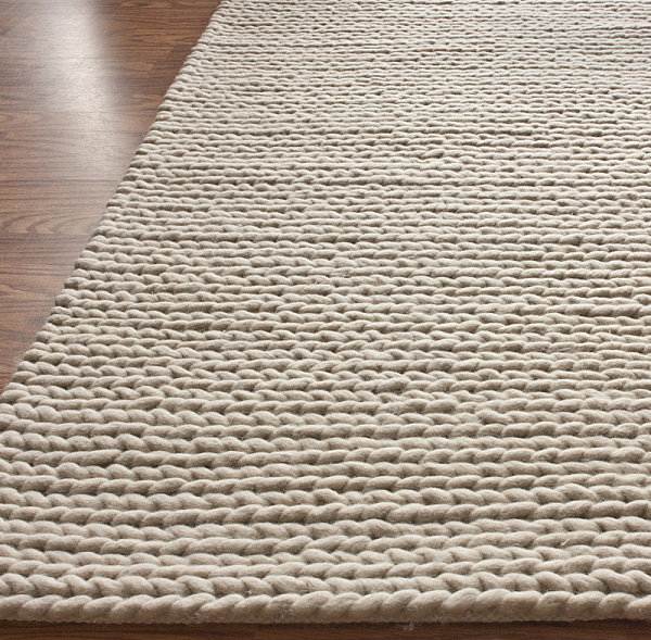 tapis contemporains tricotés blanc laine