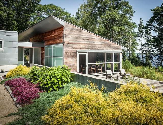 tapis fleur conifere plate bande cabane shed architecture jardin