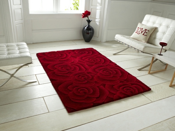 tapis moderne laine rouge