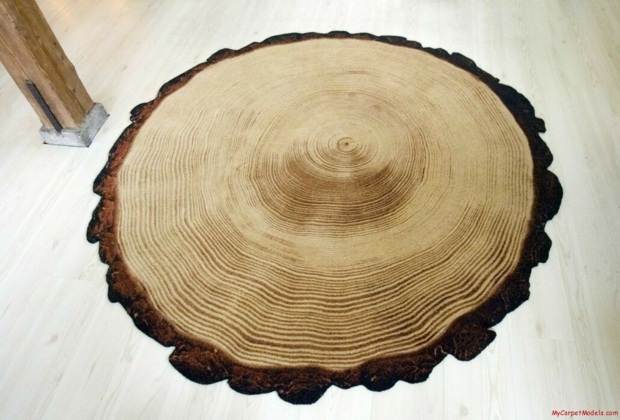 tapis original forme tronc arbre coupé