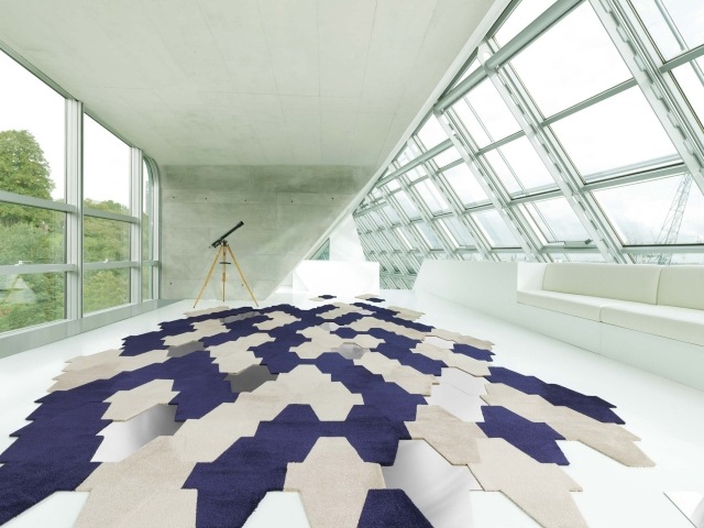 tapis-puzzle-design-bleu-beige-clair-élégant tapis puzzle