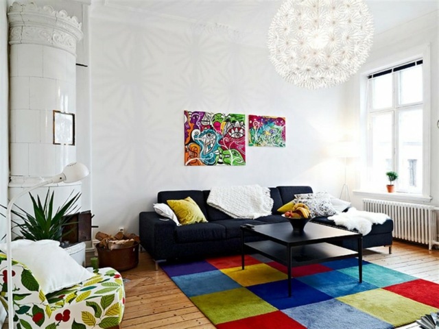 tapis salon multicolore design