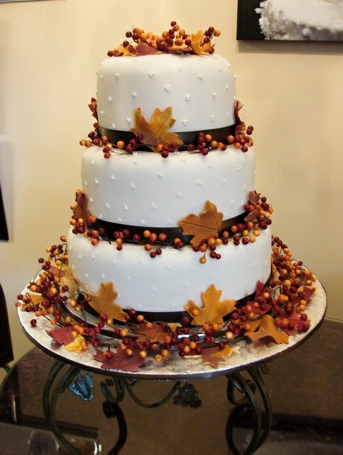tarte mariage blanc decoration automne orange