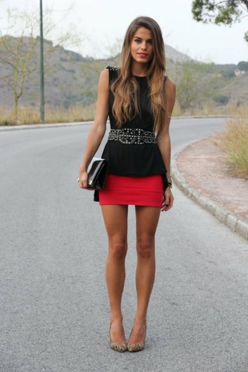 tendance mode femme ete jupe rouge