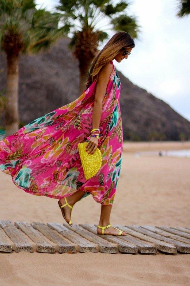 tenue de plage robe longue florale