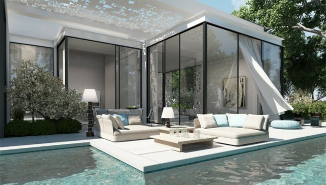 terrasse apaisante avec piscine