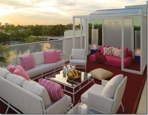 terrasse moderne couleur blanc rose
