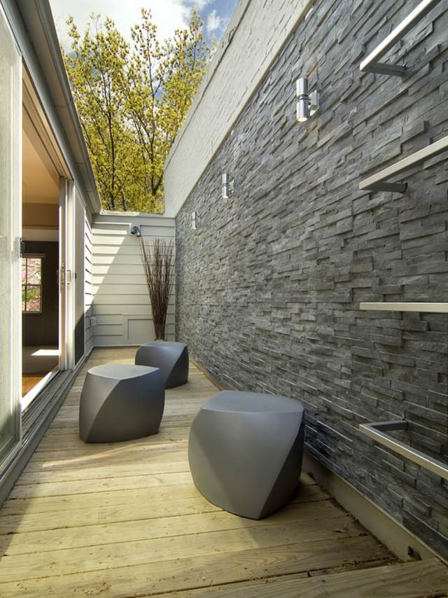 terrasse moderne décoration pierres