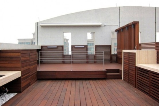terrasse toit bois spacieuse