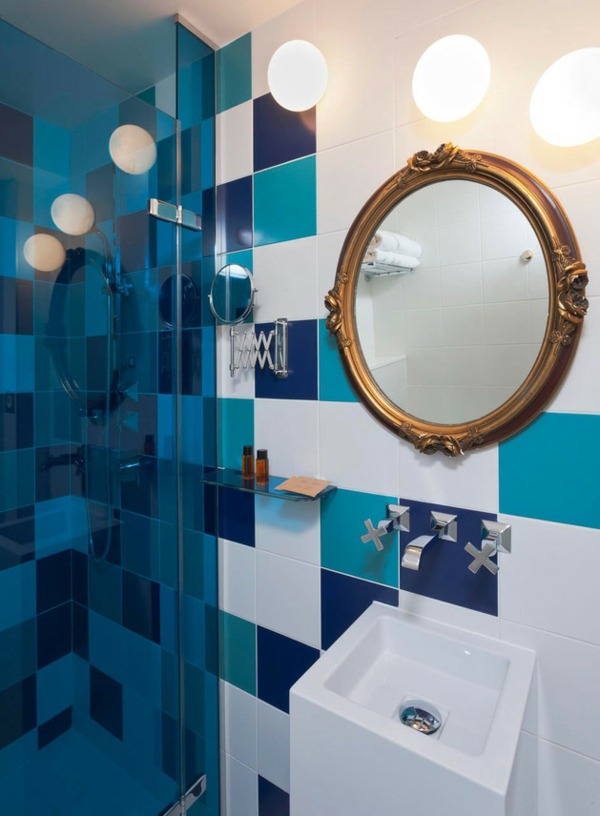 toilettes couleur bleu lavabo design