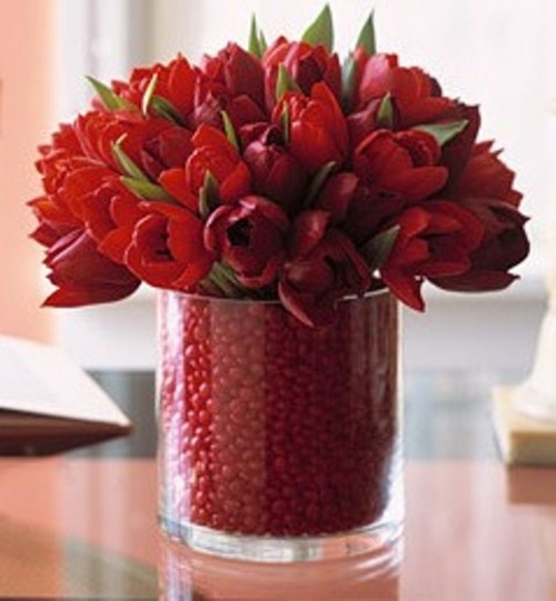 tulipes rouges décoration de st valentin