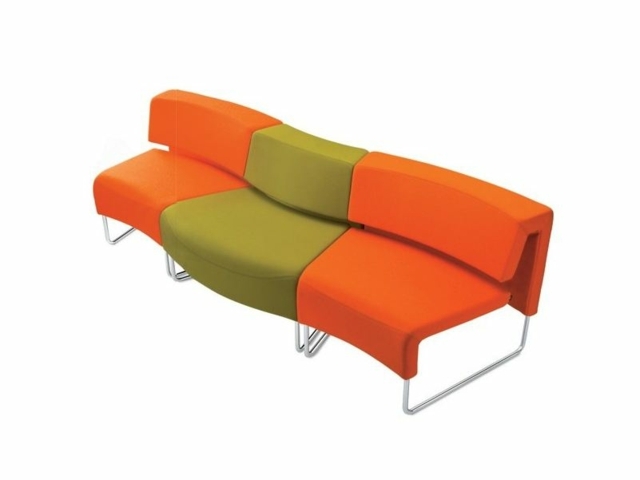 Vague canapé d'angle convertible orange et vert 