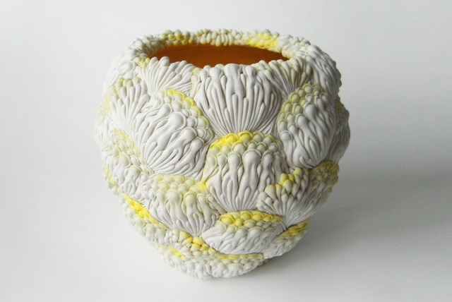 vase design corail porcelaine blanc jaune