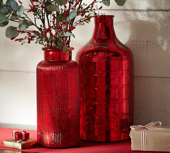 vase verre rouge deco