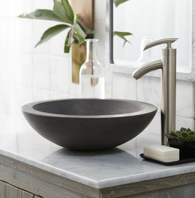 vasque design en béton mélange ciment jute pour légèreté