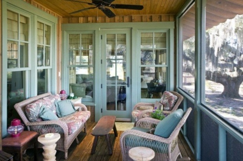 veranda confortable deco bleu