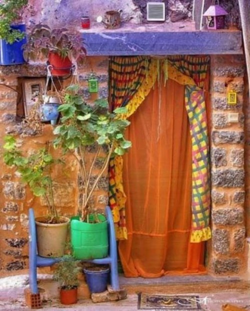veranda deco rideaux colorés