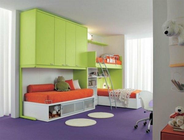 vert violet chambre enfant design