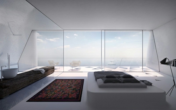 villa moderne spacieuse porte vitrée mer