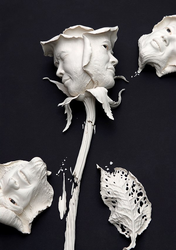 visages blanc sculpture design