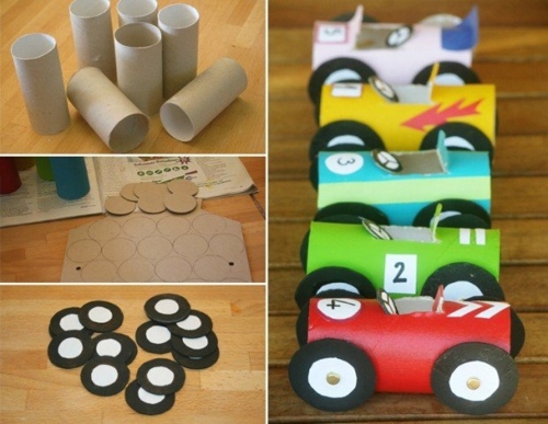 idée de bricolage voitures partir rouleaux papier toilettes