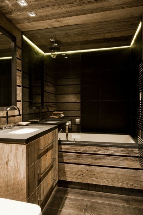 vue baignoire lavabo salle bain rustique