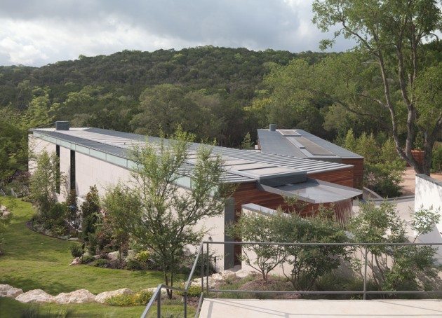 vue generale villa contemporaine toit ecologique