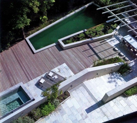 vue haut terrasse piscine